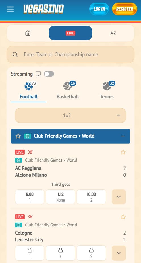 Vegasino Mobile App